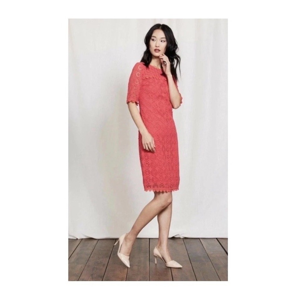 Boden Coral Lace Sheath Dress